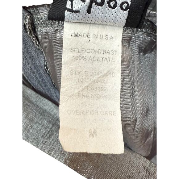 Y2K TABOO USA silver taffeta mini dress with bling collar - Picture 4 of 9